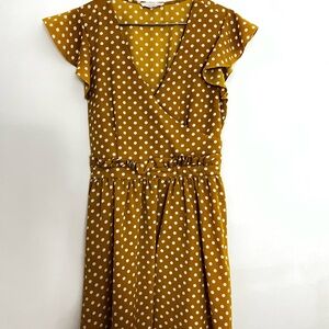 Bailey Blue Mustard Polka Dot Midi Dress